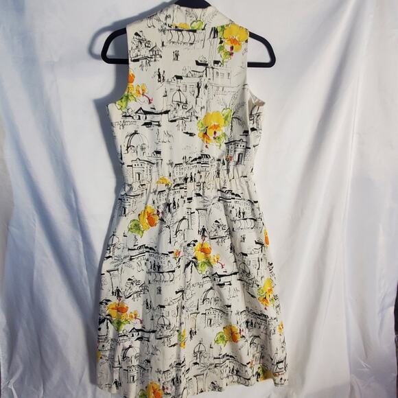 Coldwater Creek Dress P10 Travel Sketch Print Sleeveless Button Front - Picture 4 of 11